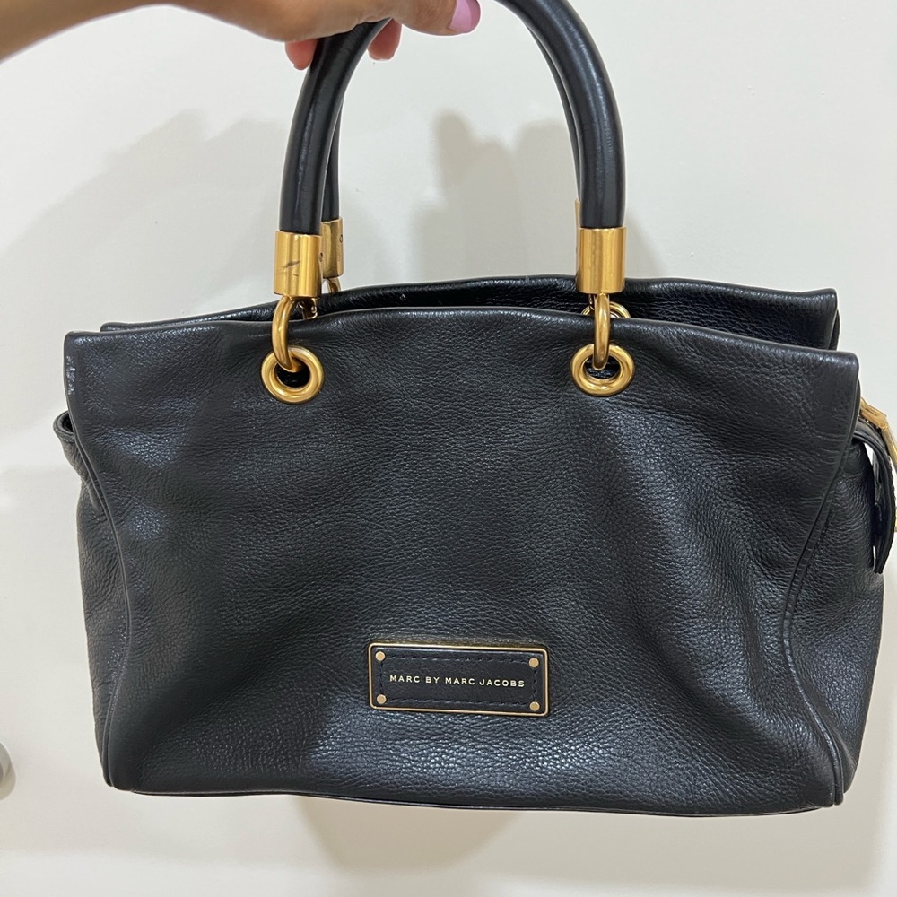 Marc by Marc Jacobs Black Satchel with Gold Accents